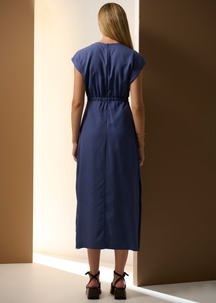 Nubo Draped Dress - Blue Dress POL