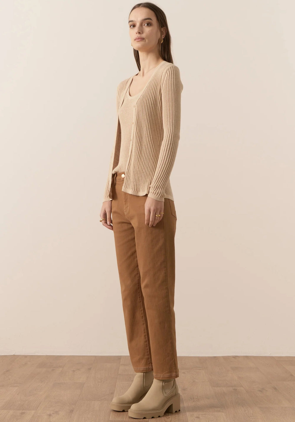 Nucleus Pointelle Cardigan - Pebble knits POL