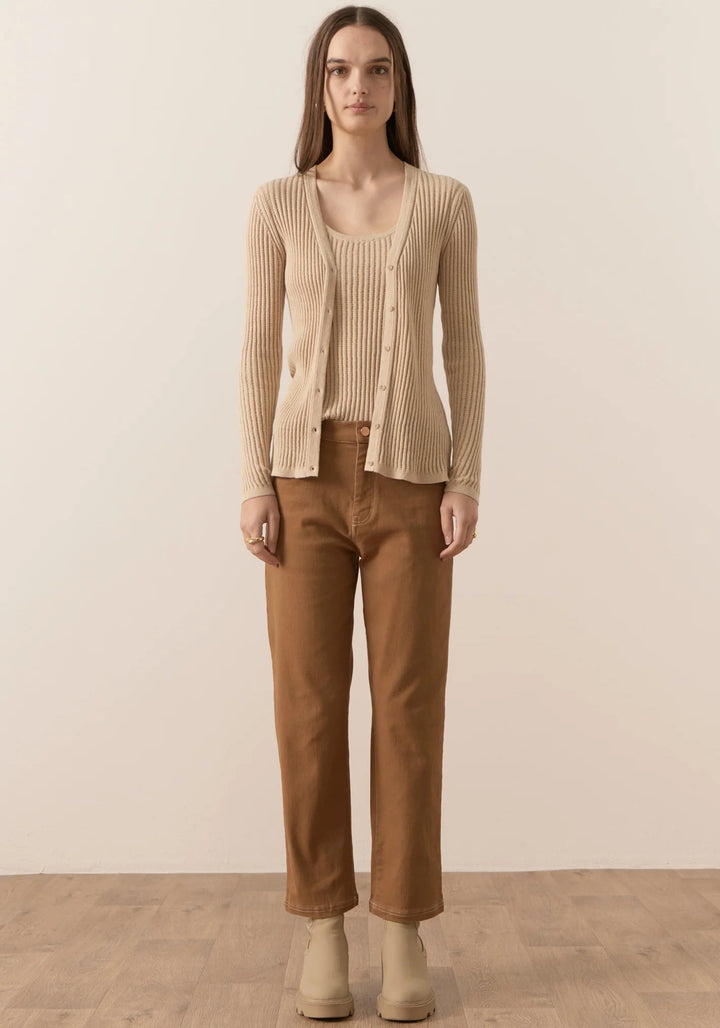 Nucleus Pointelle Cardigan - Pebble knits POL