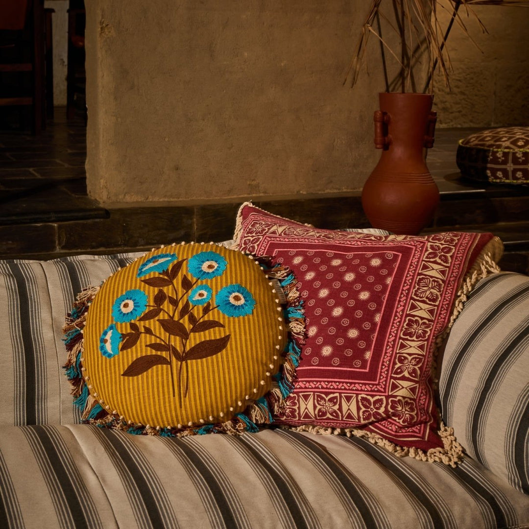 Odessa Reversible Cushion - Poppy Sage &amp; Clare