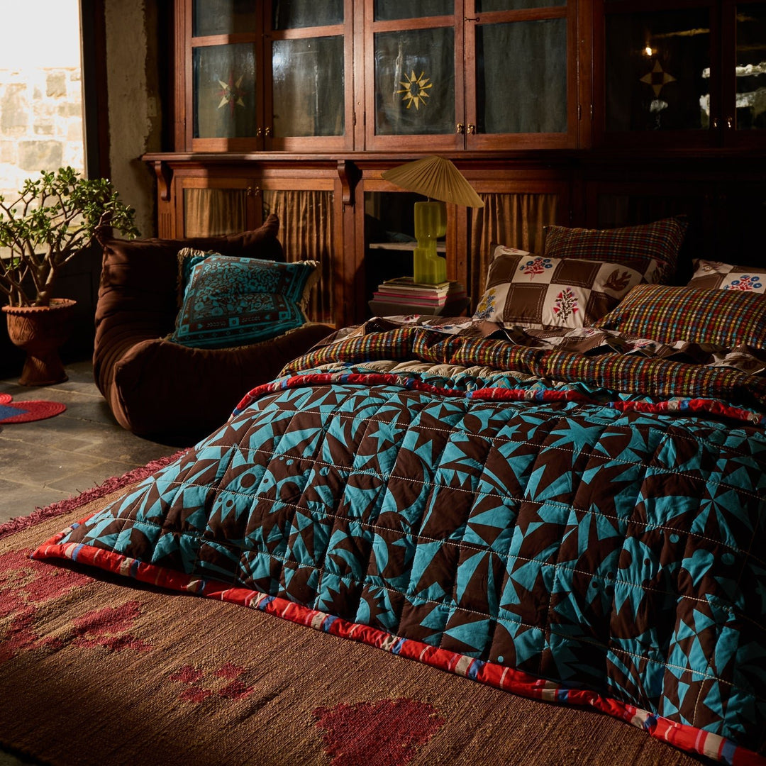 Odessa Reversible Cushion - Turquoise cushion Sage &amp; Clare