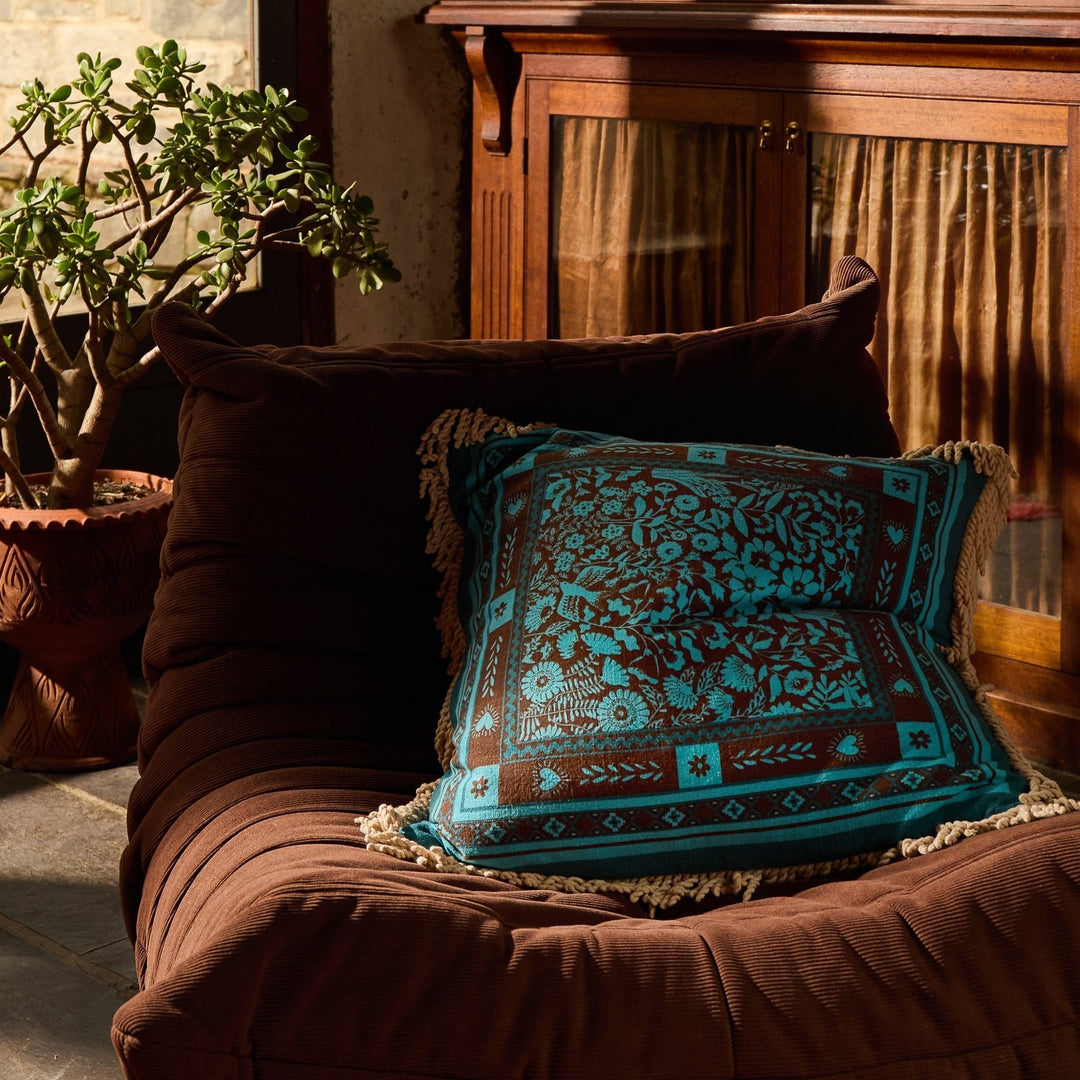 Odessa Reversible Cushion - Turquoise cushion Sage &amp; Clare