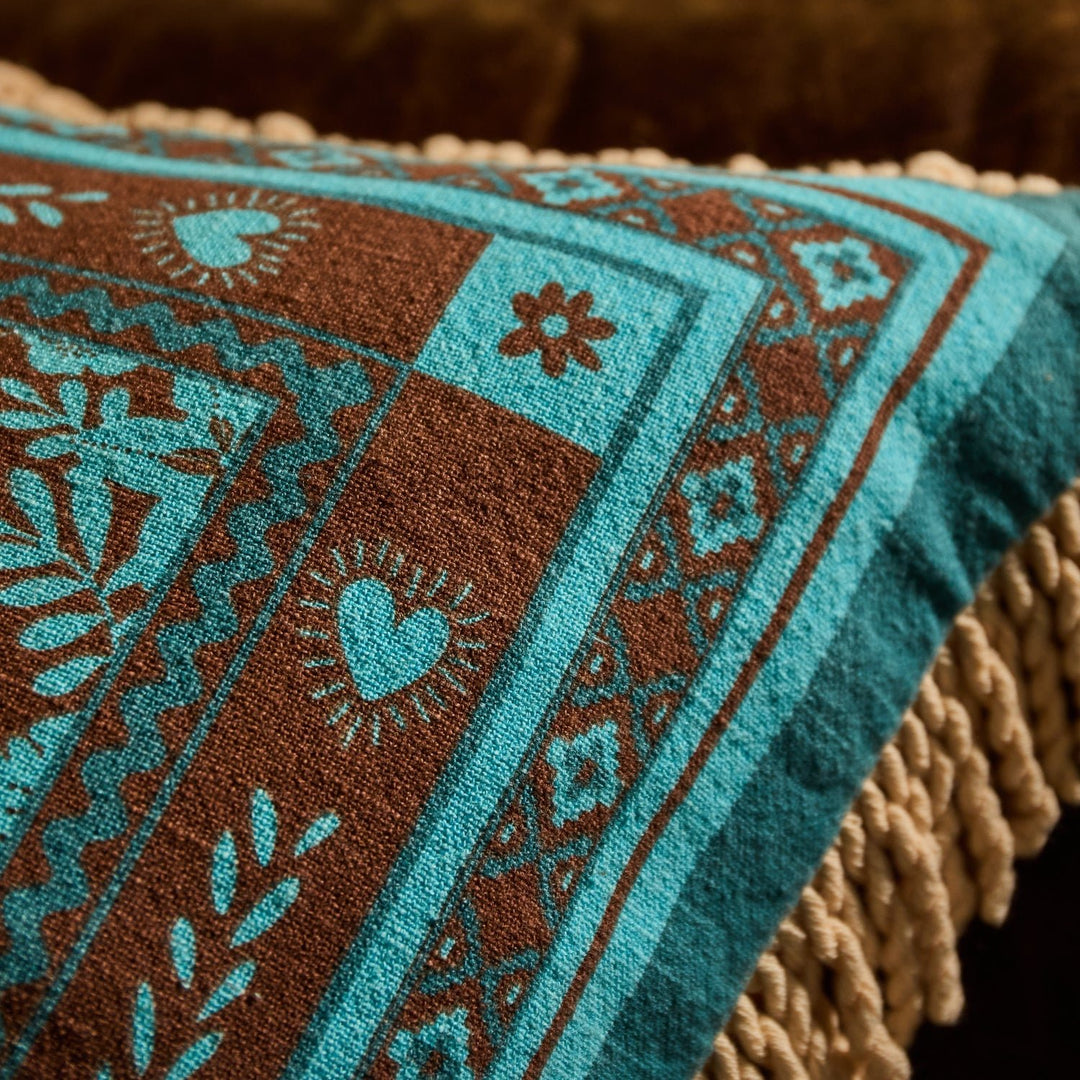 Odessa Reversible Cushion - Turquoise cushion Sage &amp; Clare