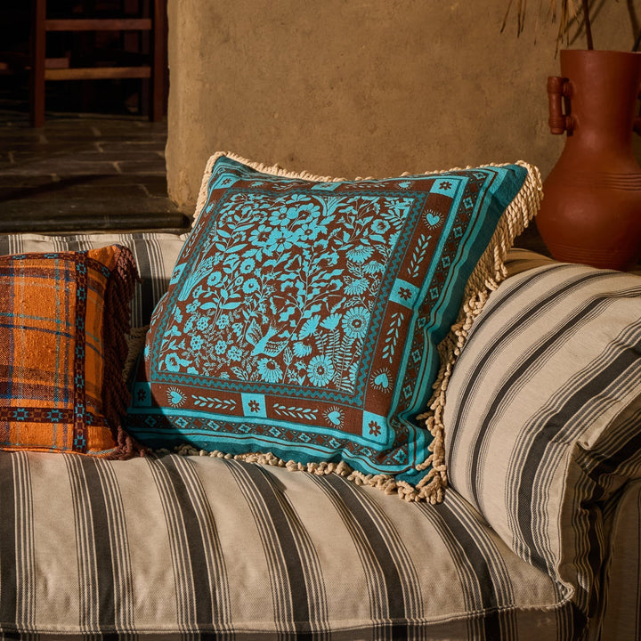 Odessa Reversible Cushion - Turquoise cushion Sage &amp; Clare