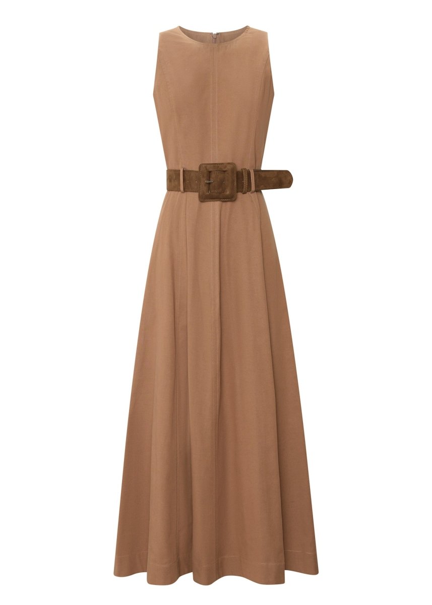 Odette Belted Dress - Chocolate Dress POL