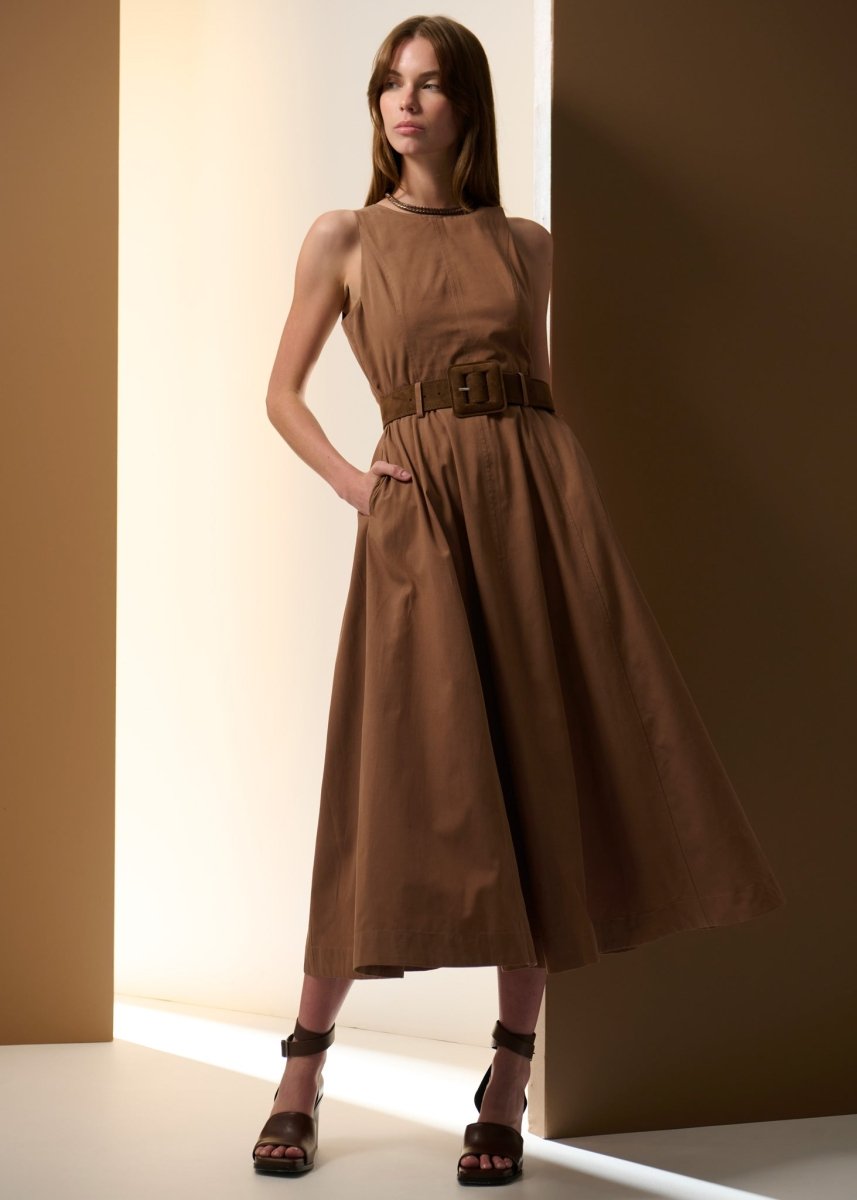 Odette Belted Dress - Chocolate Dress POL