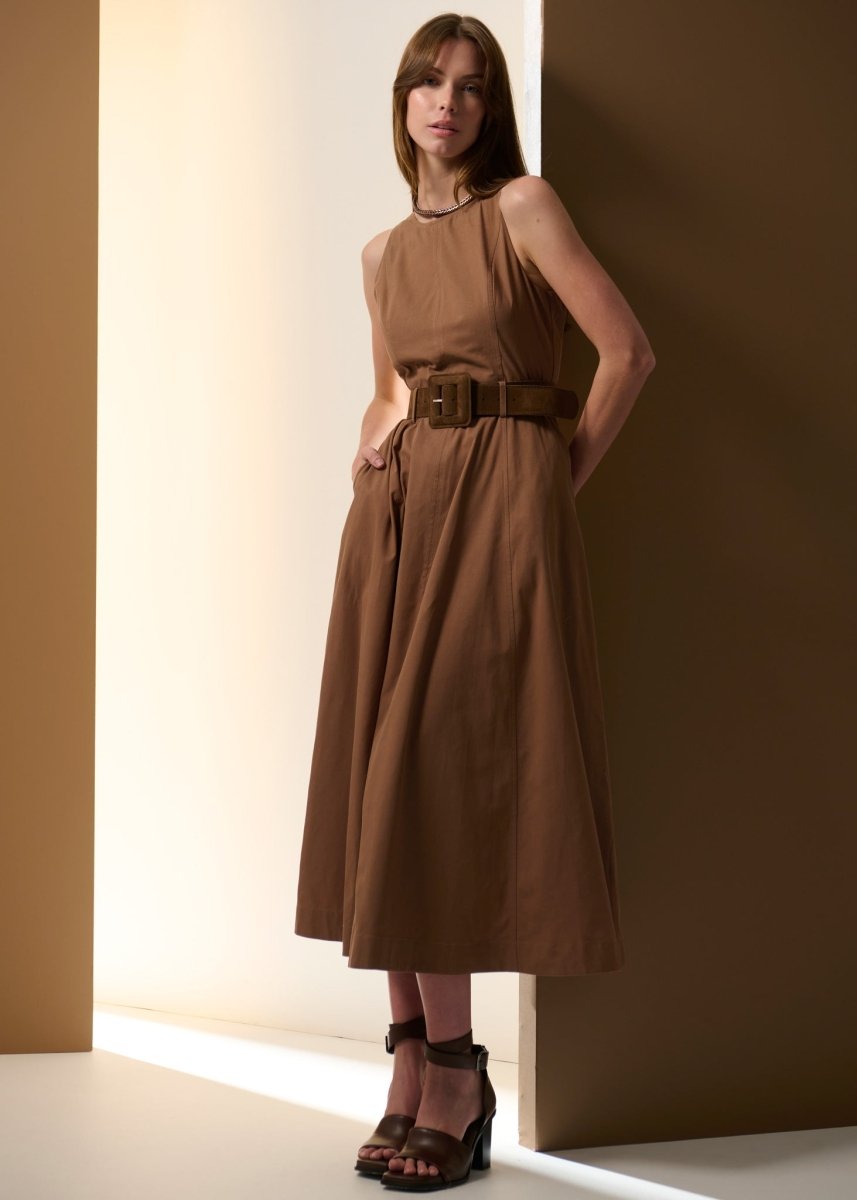 Odette Belted Dress - Chocolate Dress POL