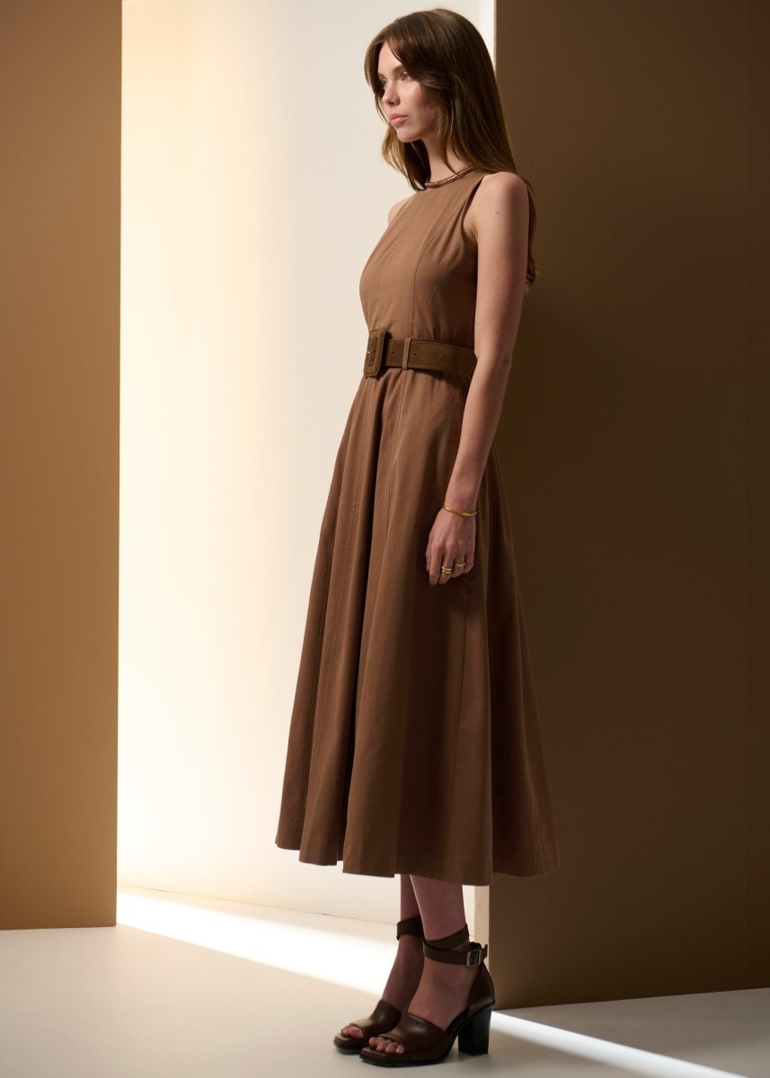 Odette Belted Dress - Chocolate Dress POL