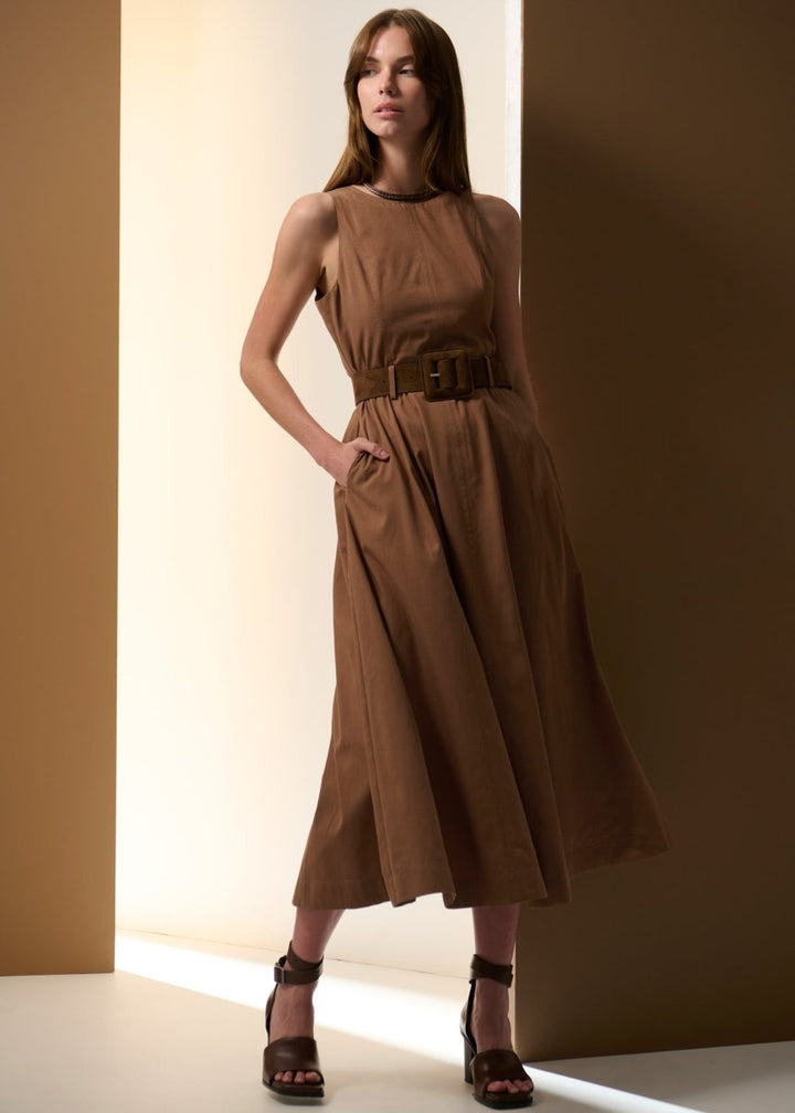 Odette Belted Dress - Chocolate Dress POL