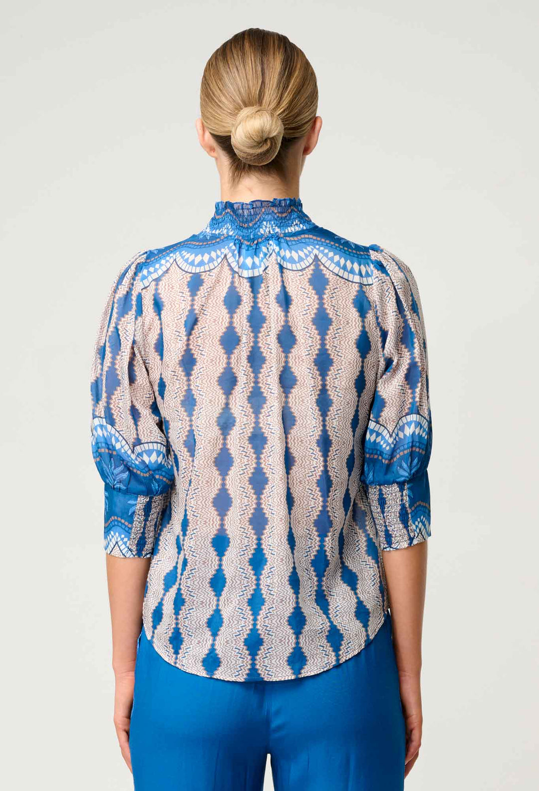 Oleander Cotton Silk Blouse in Marrakech Topaz - Stanleyandstone
