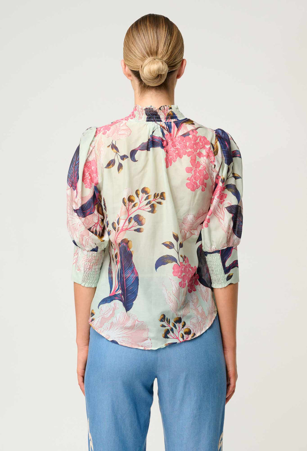 Oleander Cotton Silk Blouse in Oasis Flora - Stanleyandstone