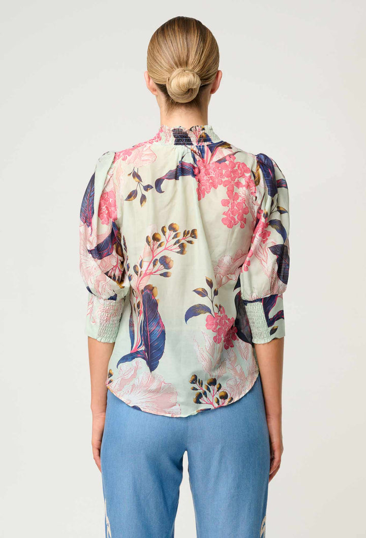 Oleander Cotton Silk Blouse in Oasis Flora - Stanleyandstone