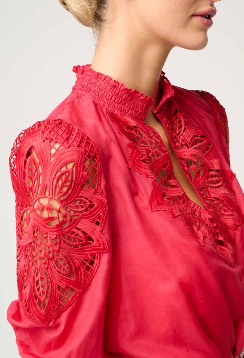 Oleander Cotton Silk Blouse in Ruby Blouse Once Was