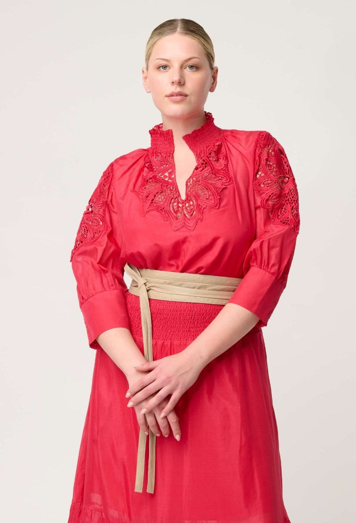 Oleander Cotton Silk Blouse in Ruby Blouse Once Was