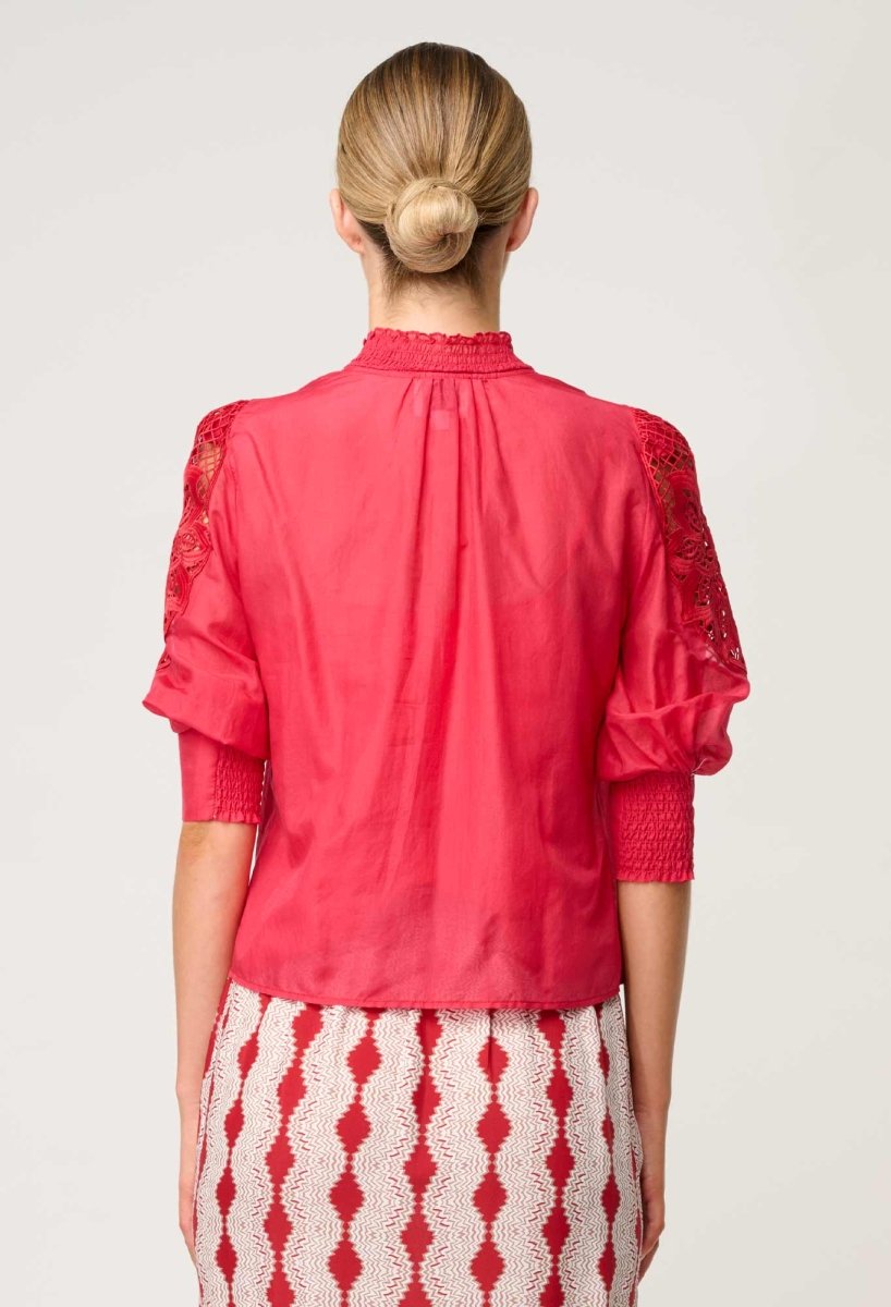 Oleander Cotton Silk Blouse in Ruby Blouse Once Was