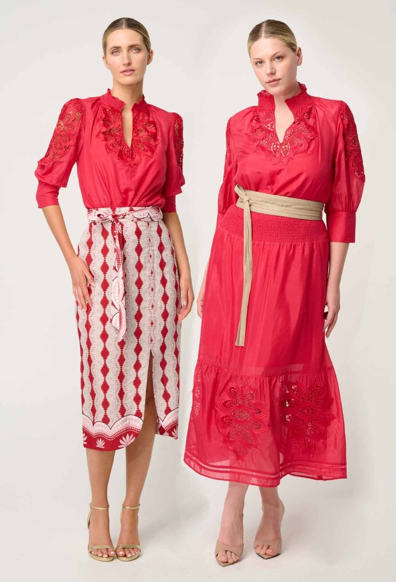 Oleander Cotton Silk Blouse in Ruby Blouse Once Was