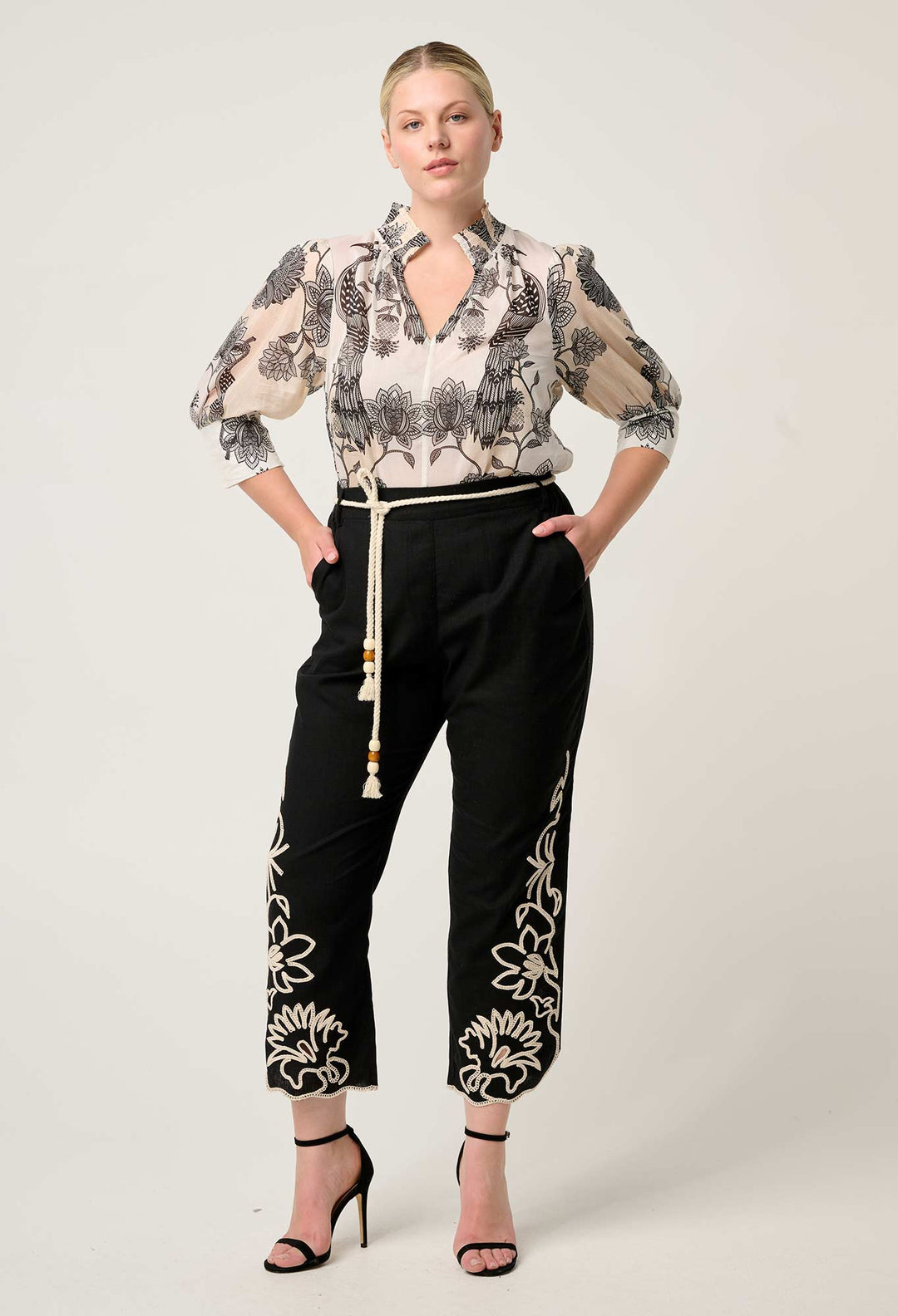 Oleander Cotton Silk Shirred Blouse in Imperial Stone blouse Once Was