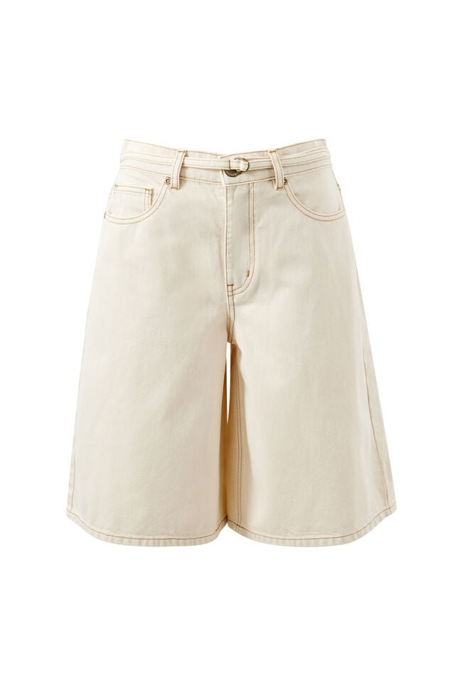 Olive Belted Denim Short - Fresh Sand Shorts Ceres Life