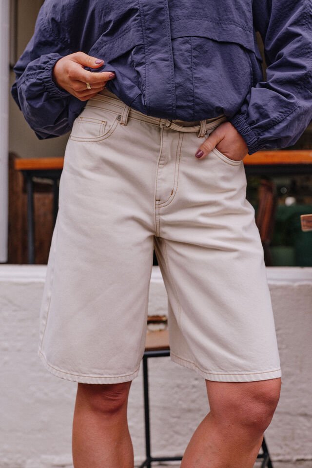 Olive Belted Denim Short - Fresh Sand Shorts Ceres Life
