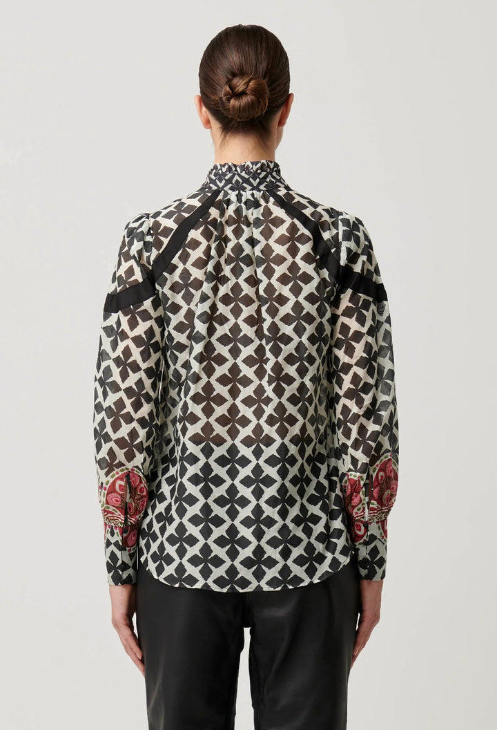 ONCE WAS Astrid Cotton Silk Shirt in Country Tapestry Blouse Once Was