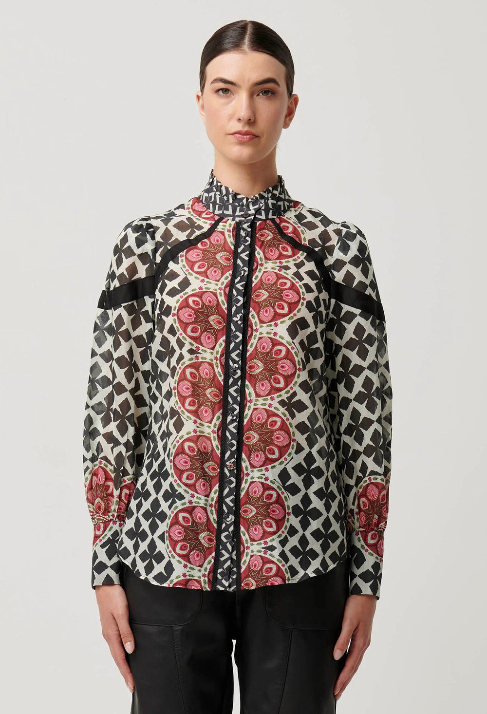 ONCE WAS Astrid Cotton Silk Shirt in Country Tapestry Blouse Once Was