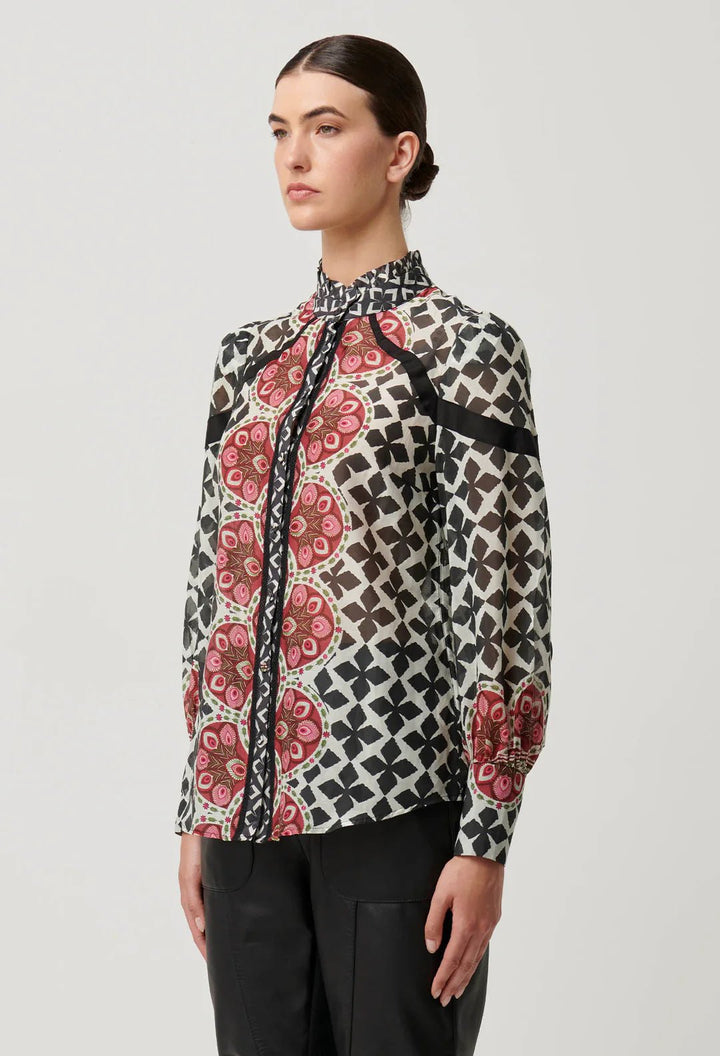 ONCE WAS Astrid Cotton Silk Shirt in Country Tapestry Blouse Once Was