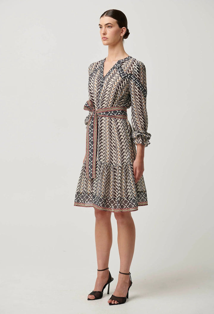 ONCE WAS Bailey Crinkle Cotton Silk Dress in Bromegrass Dress Once Was