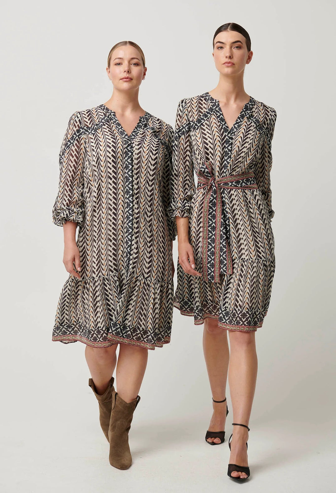 ONCE WAS Bailey Crinkle Cotton Silk Dress in Bromegrass Dress Once Was