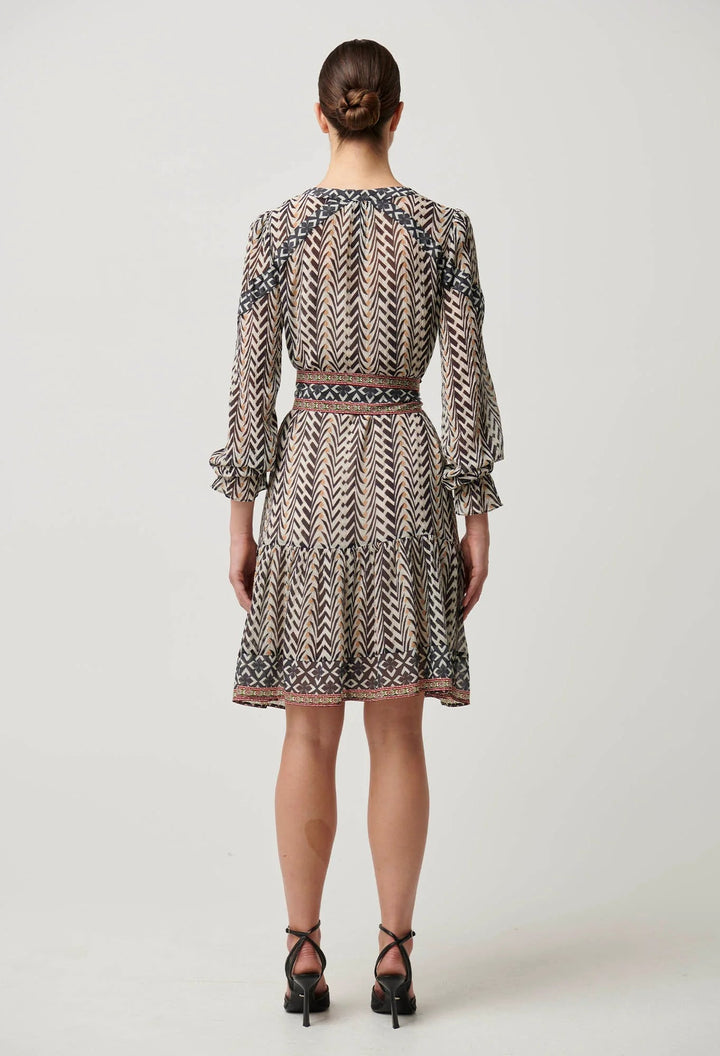 ONCE WAS Bailey Crinkle Cotton Silk Dress in Bromegrass Dress Once Was