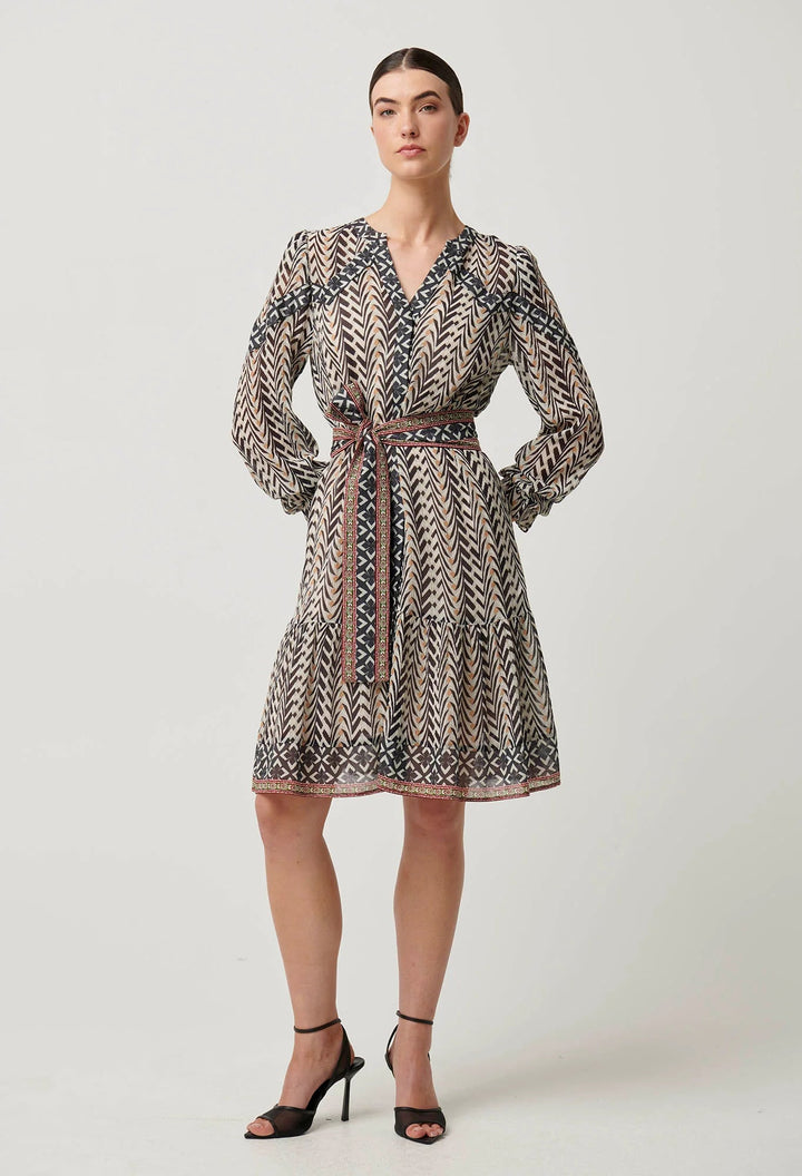 ONCE WAS Bailey Crinkle Cotton Silk Dress in Bromegrass Dress Once Was
