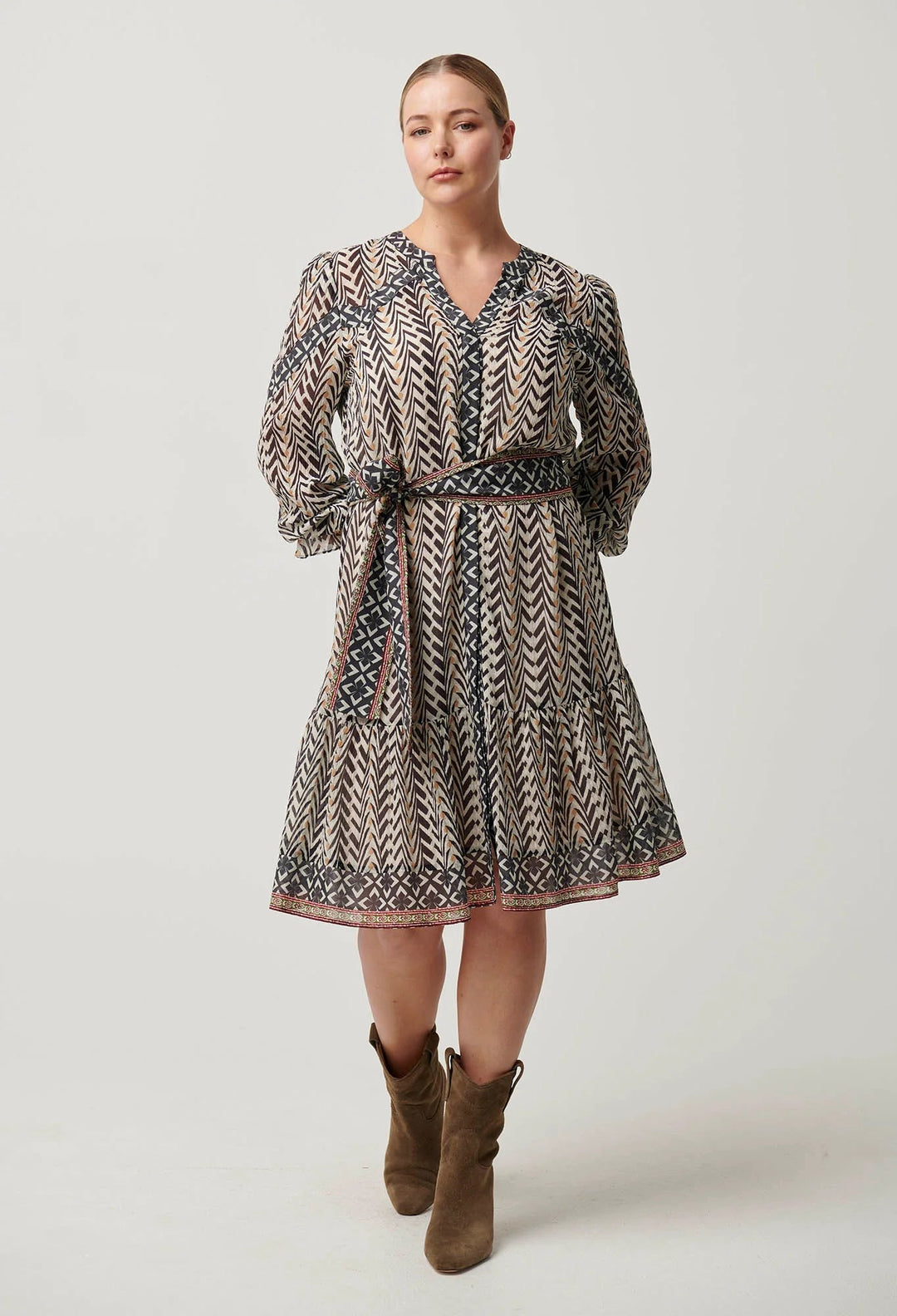 ONCE WAS Bailey Crinkle Cotton Silk Dress in Bromegrass Dress Once Was