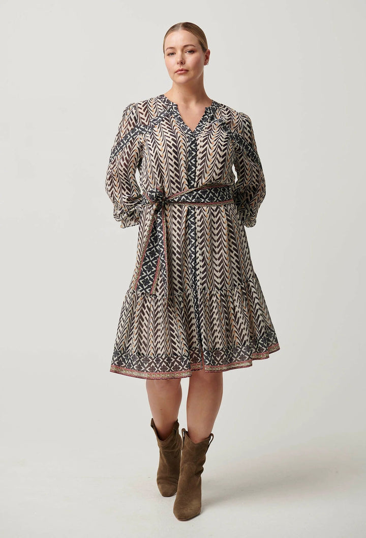 ONCE WAS Bailey Crinkle Cotton Silk Dress in Bromegrass Dress Once Was