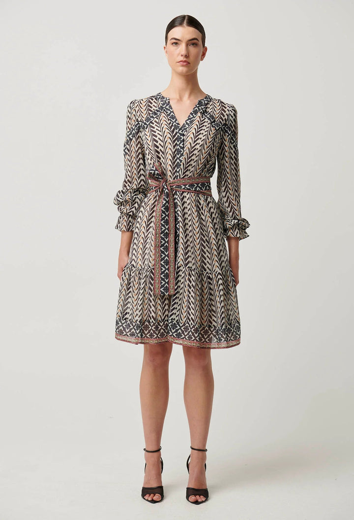 ONCE WAS Bailey Crinkle Cotton Silk Dress in Bromegrass Dress Once Was