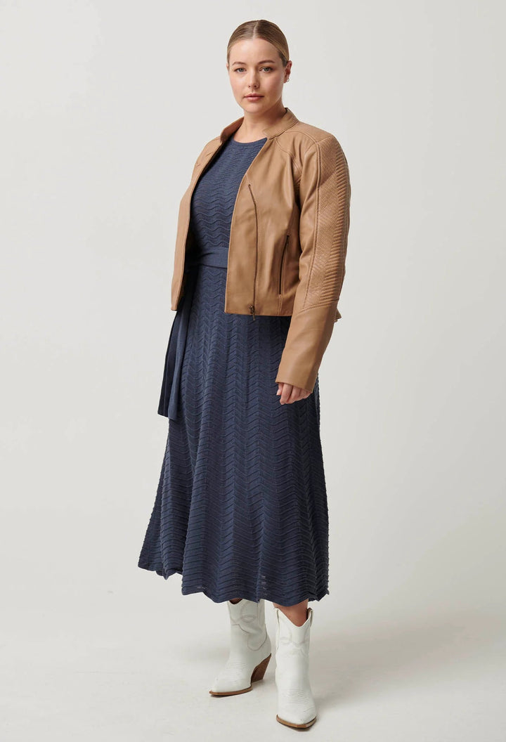 ONCE WAS Blaire Leather Herringbone stitch Jacket - Wheat Pant Once Was