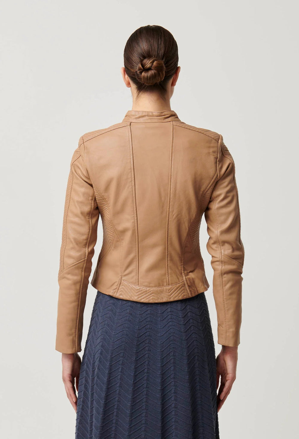 ONCE WAS Blaire Leather Herringbone stitch Jacket - Wheat Pant Once Was