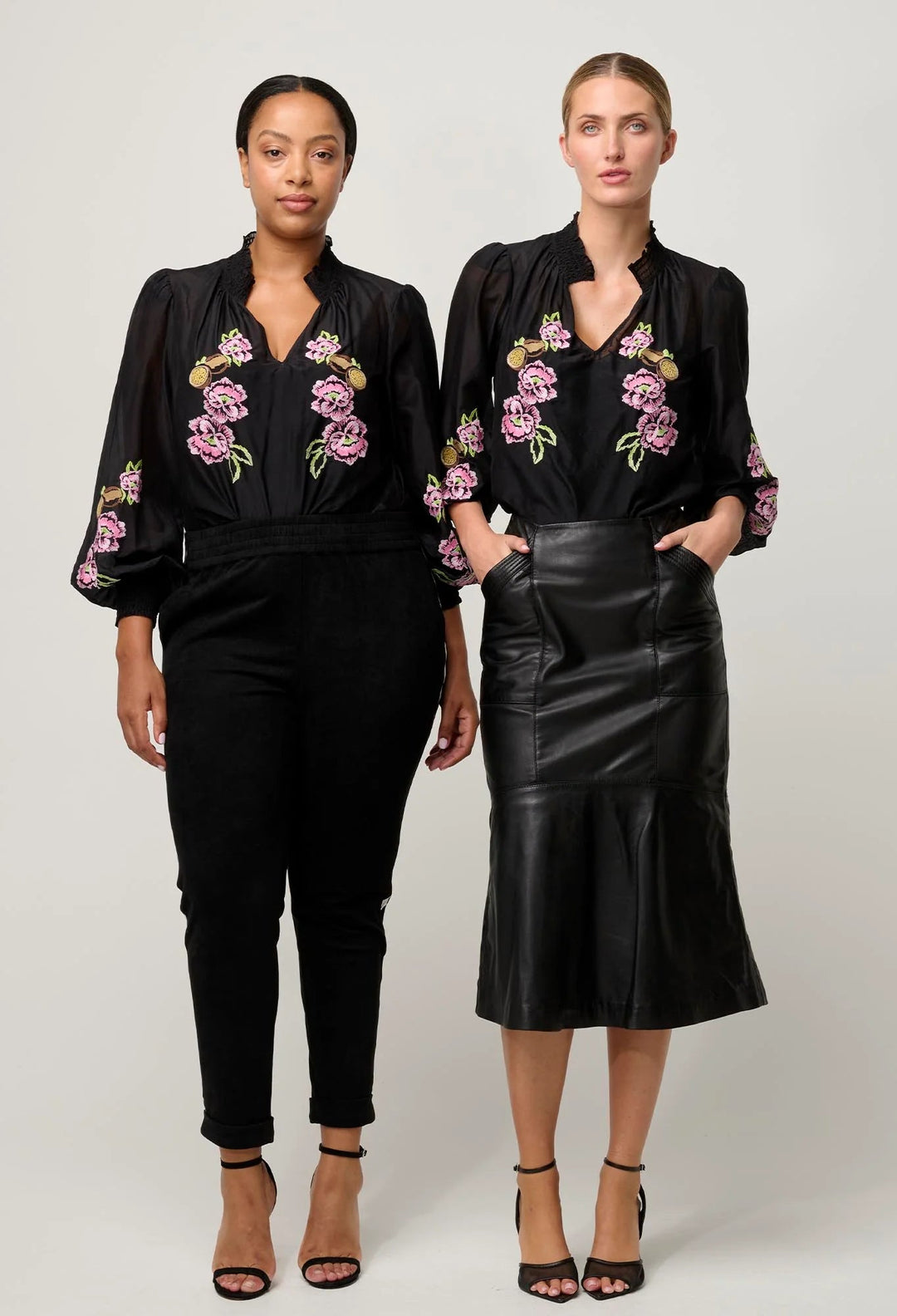 ONCE WAS Catalina Placement print shirt - Black Flores Blouse Once Was