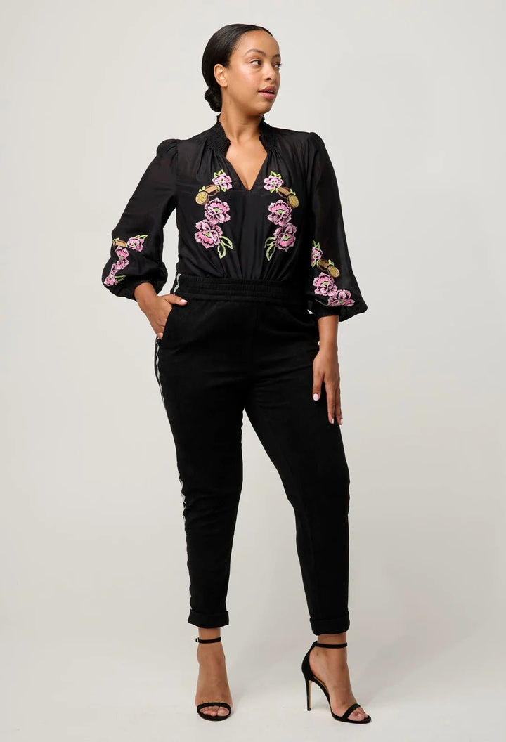 ONCE WAS Catalina Placement print shirt - Black Flores Blouse Once Was