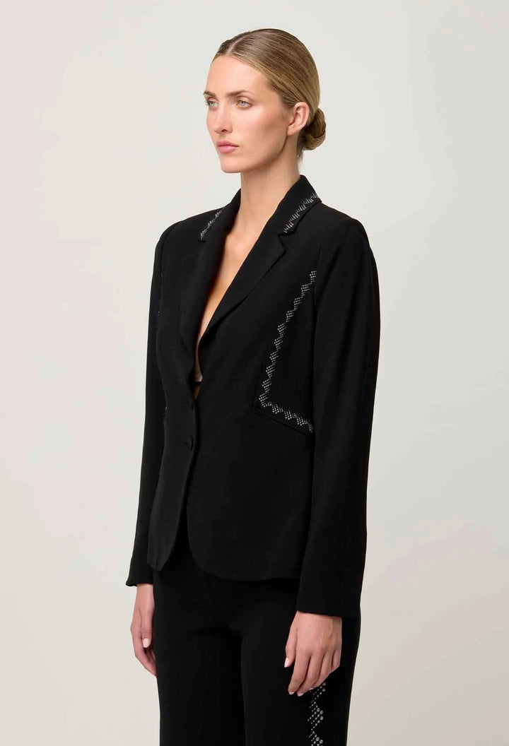 ONCE WAS Elvira Viscose Stretch Crepe Blazer in Onyx Coats & Jackets Once Was