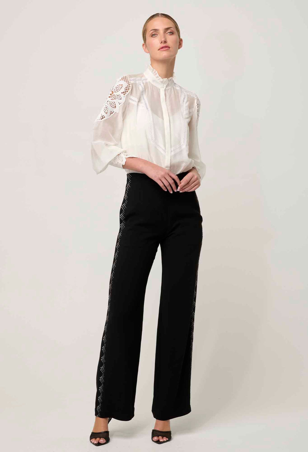 ONCE WAS Elvira Viscose Stretch Crepe Pant in Onyx Pant Once Was
