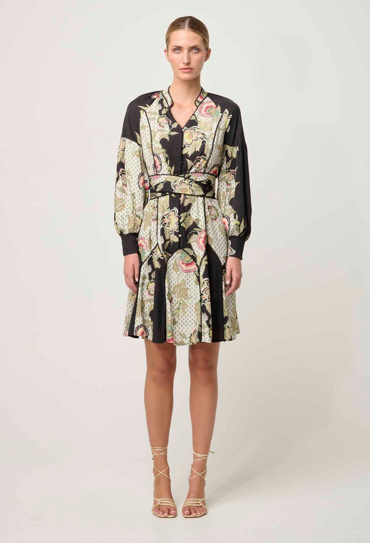 ONCE WAS Emersyn Linen Viscose Dress in Mariposa Nero Dress Once Was