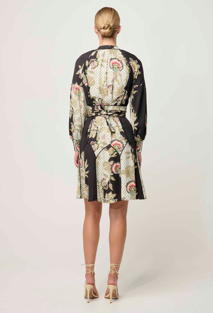 ONCE WAS Emersyn Linen Viscose Dress in Mariposa Nero Dress Once Was