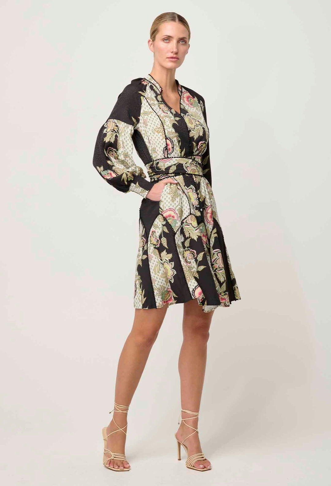 ONCE WAS Emersyn Linen Viscose Dress in Mariposa Nero Dress Once Was