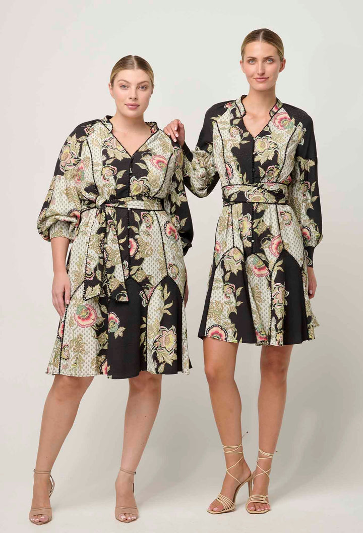 ONCE WAS Emersyn Linen Viscose Dress in Mariposa Nero Dress Once Was
