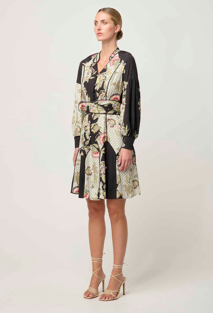 ONCE WAS Emersyn Linen Viscose Dress in Mariposa Nero Dress Once Was