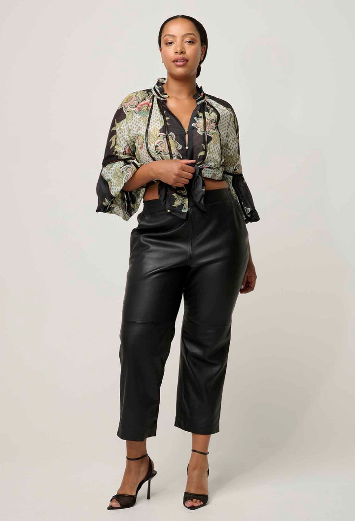 ONCE WAS Espada Espada Cotton Silk Blouse in Mariposa Nero Blouse Once Was