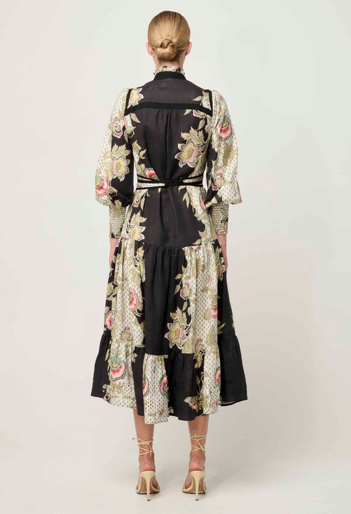 ONCE WAS Espada Linen Viscose Maxi Dress in Mariposa Nero Dress Once Was