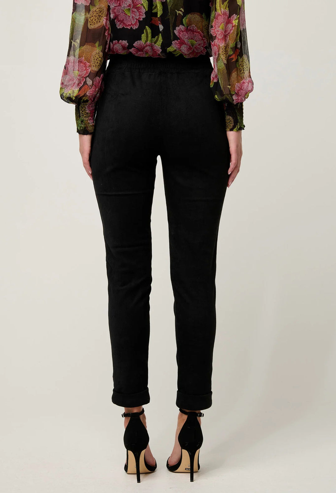 ONCE WAS Everley Faux Suede Embroidered Jogger in Onyx Pant Once Was