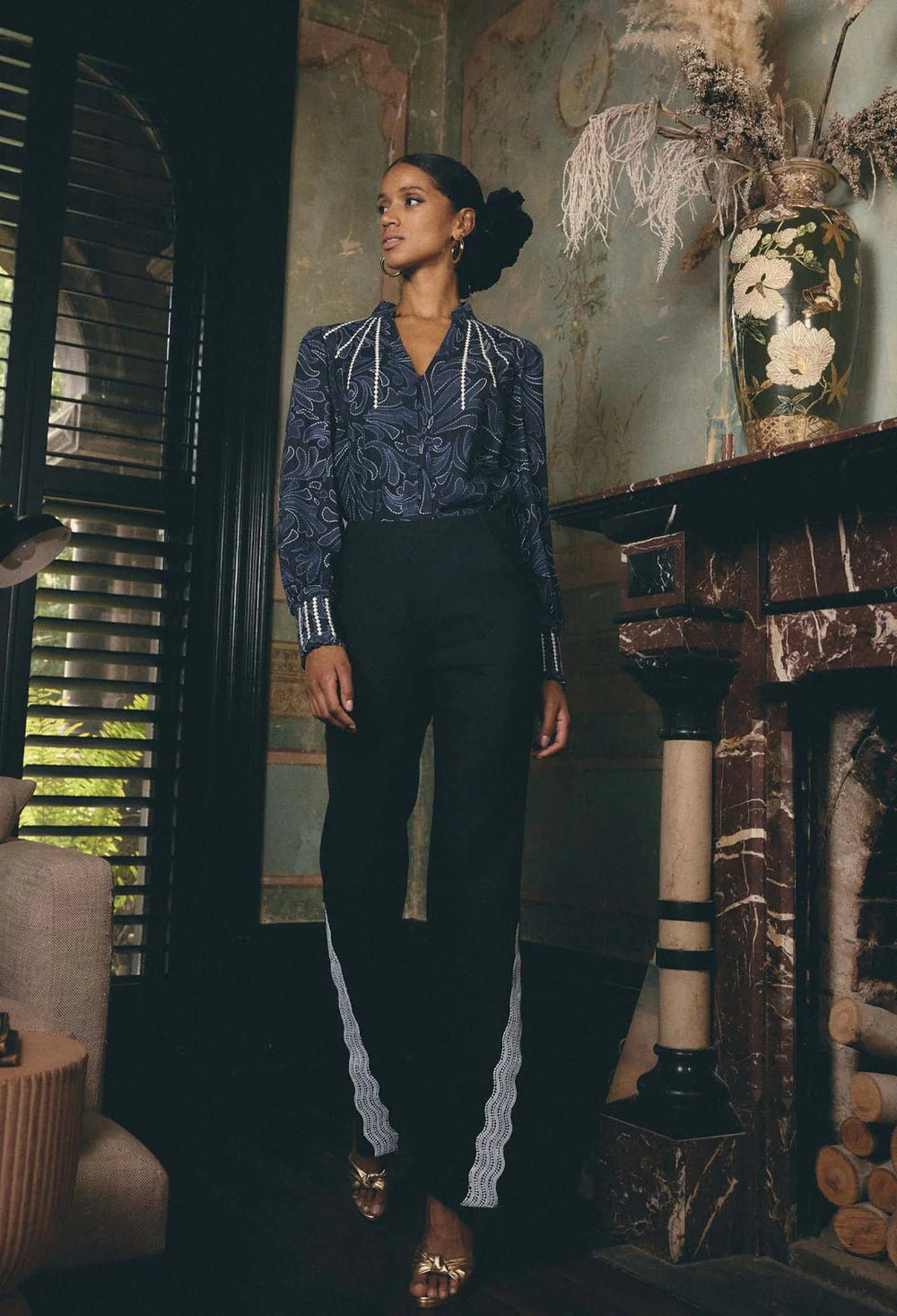 Leandro Linen Viscose Stretch Pant in Night Sky Pant Once Was