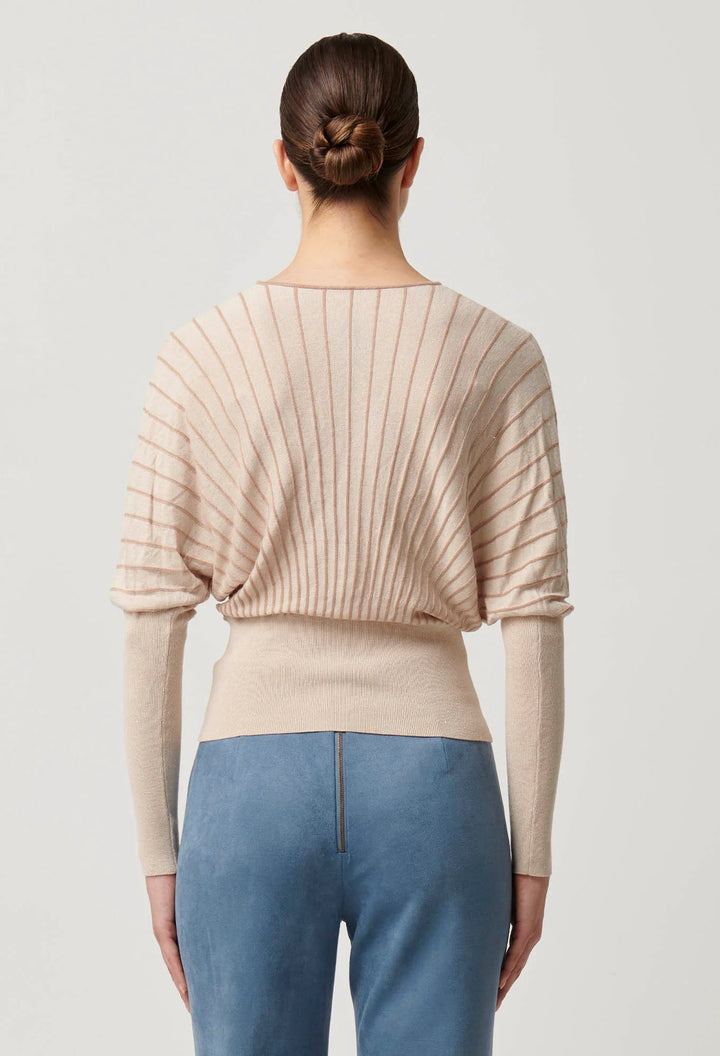 ONCE WAS Francine Viscose Nylon Knit Top in Buckwheat knit Once Was