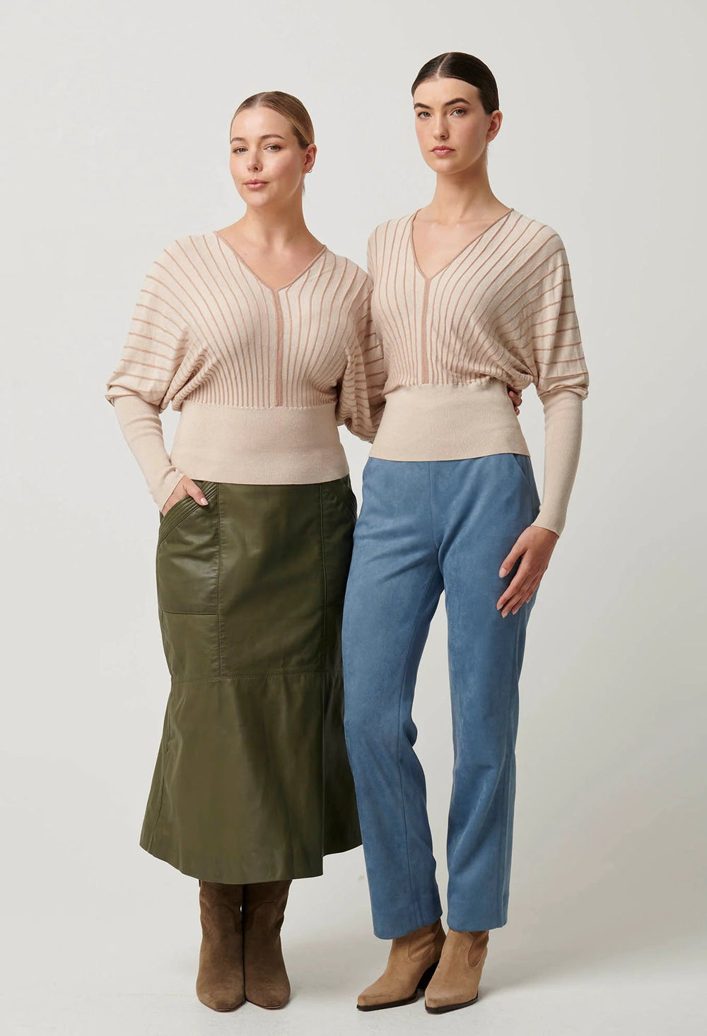 ONCE WAS Francine Viscose Nylon Knit Top in Buckwheat knit Once Was